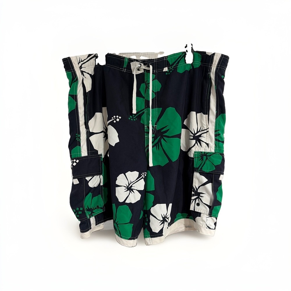 Urban Up Pipeline Mens Large Board Shorts Navy Green Floral Swim Trunks W244
